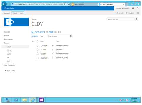Custom List in Datasheet view